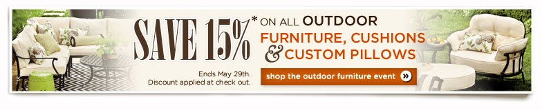 Save 15% on all outdoor furniture through May 29th.