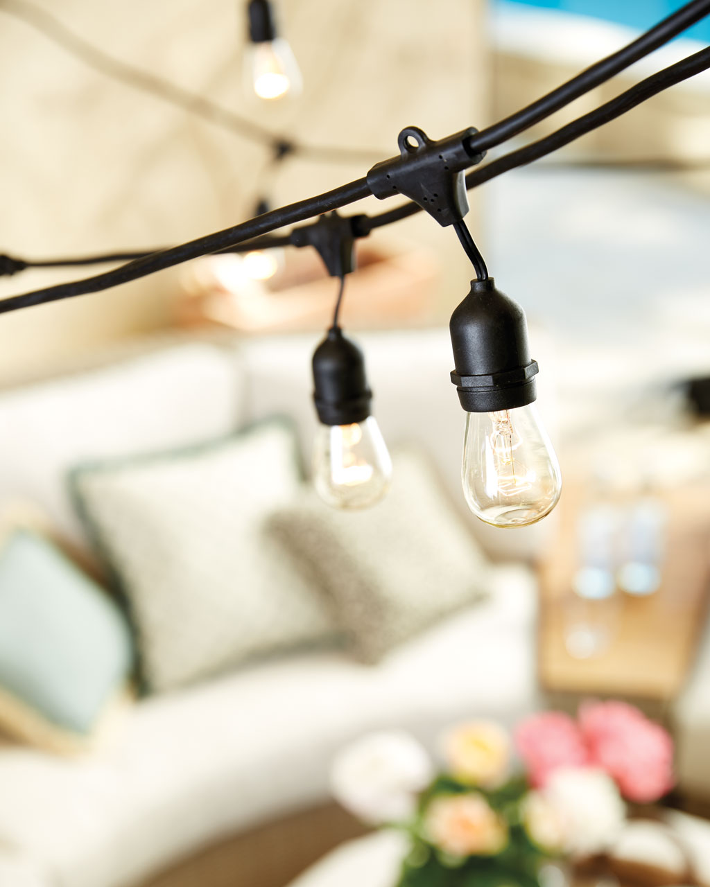 Hanging string lights in your backyard