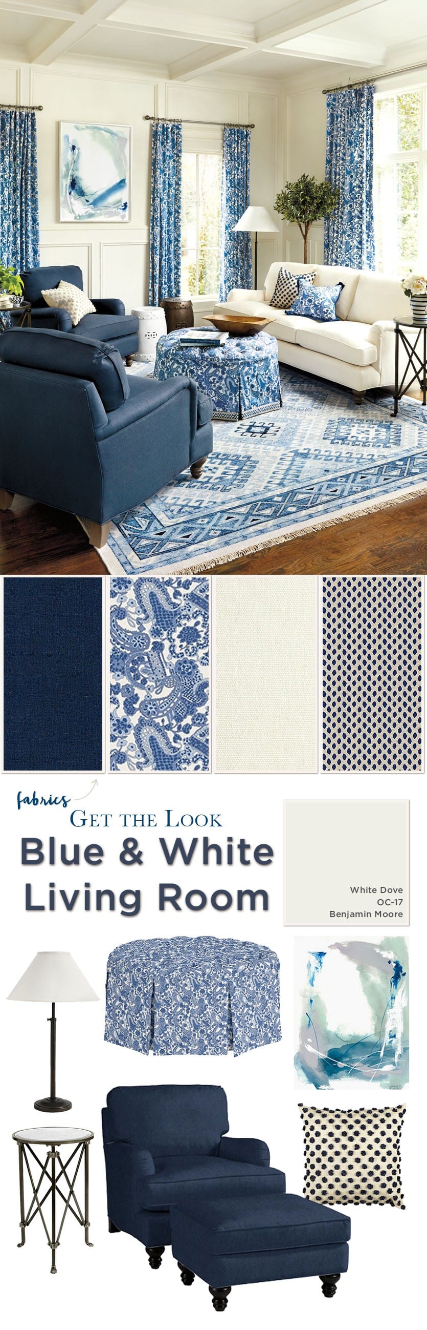 Create a Blue & White Living Room How To Decorate