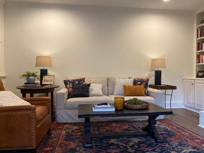 Sofa wall in family room with blank space
