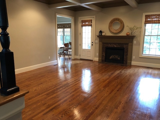 Listeners formal living room with mantel and fireplace