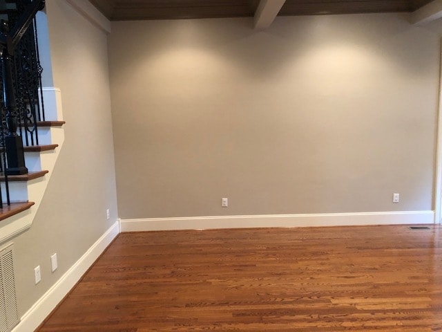 Corner of living room with gray walls