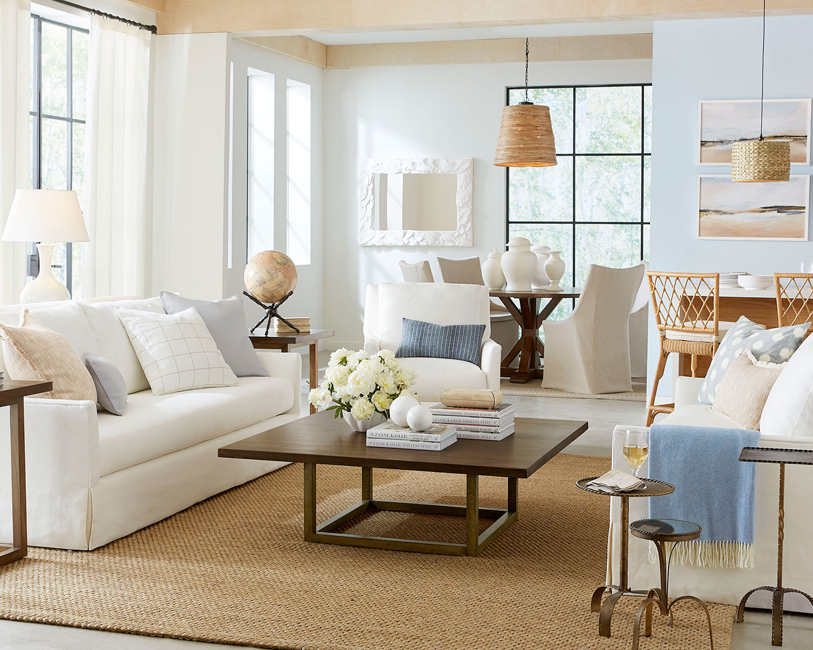 Neutral Gold And Wood Living Room