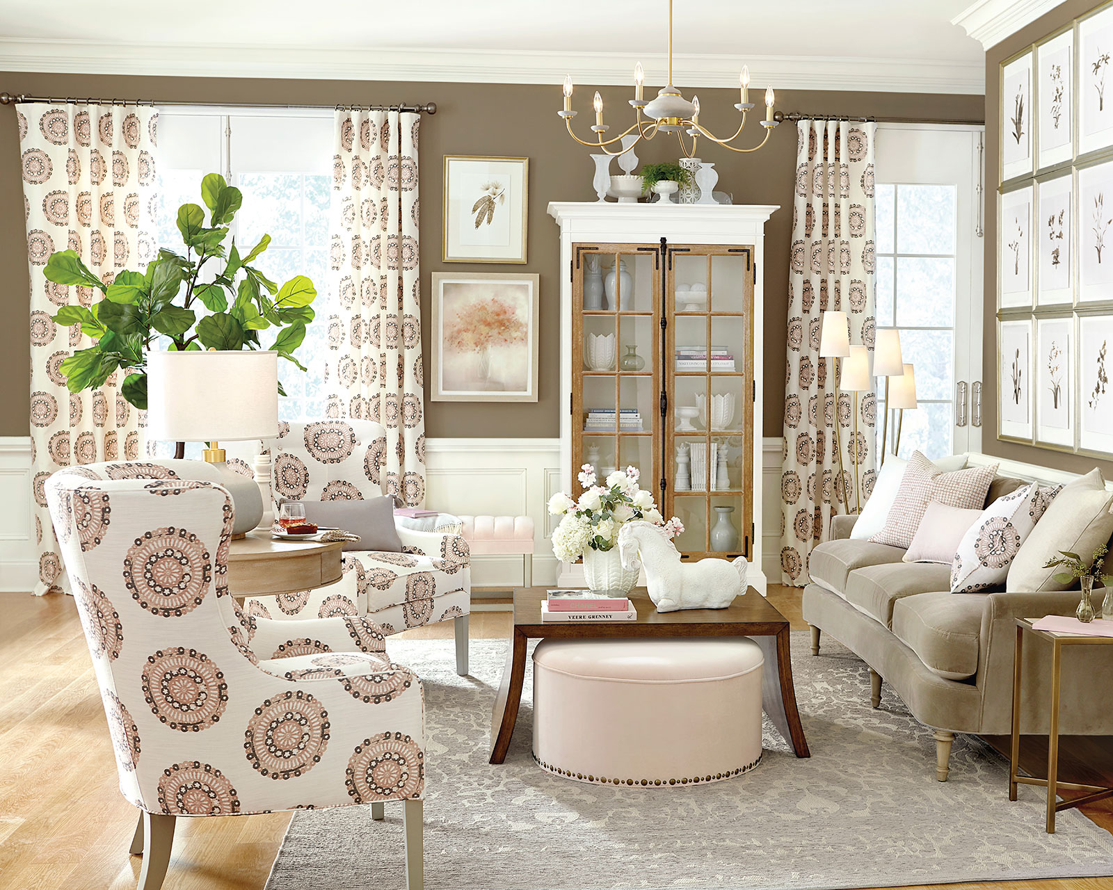 Neutral Living Room With Metal End Tables