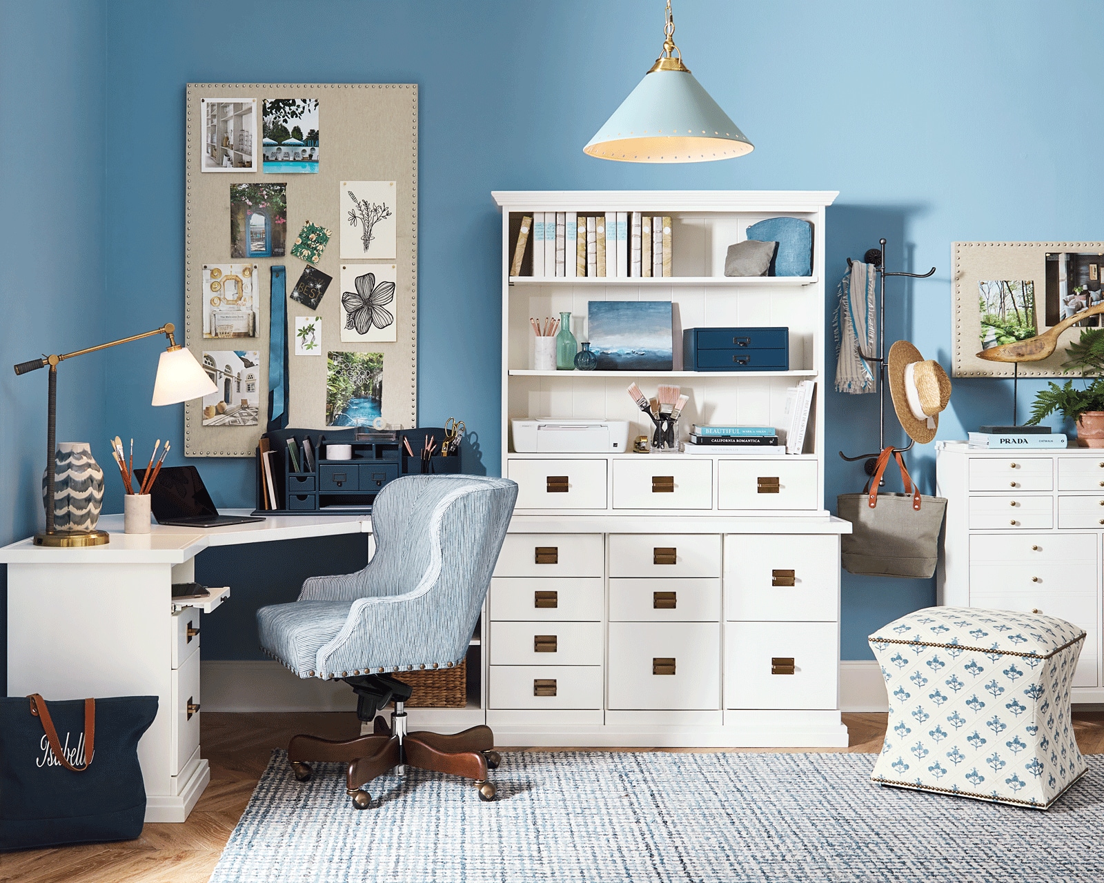 Warm blue office design